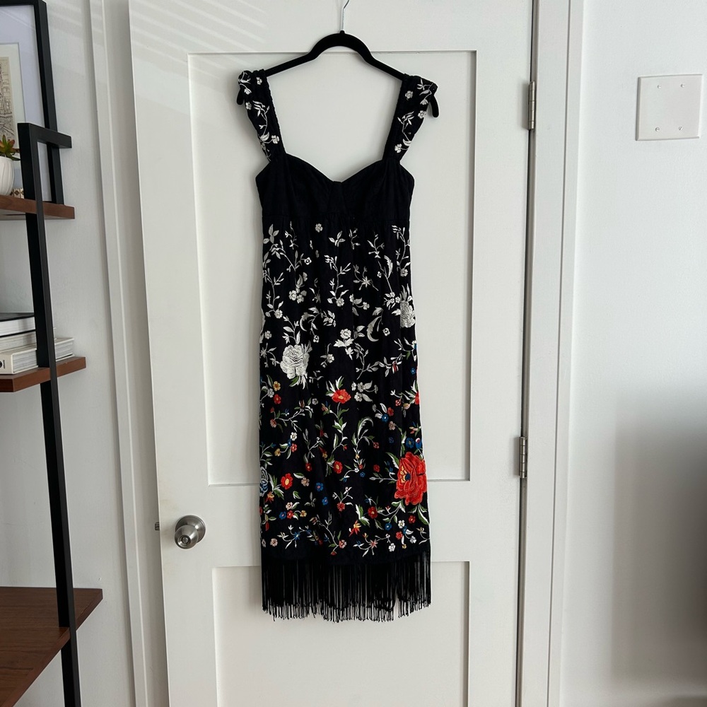 Cap Sleeve Fringe MIDI Dress